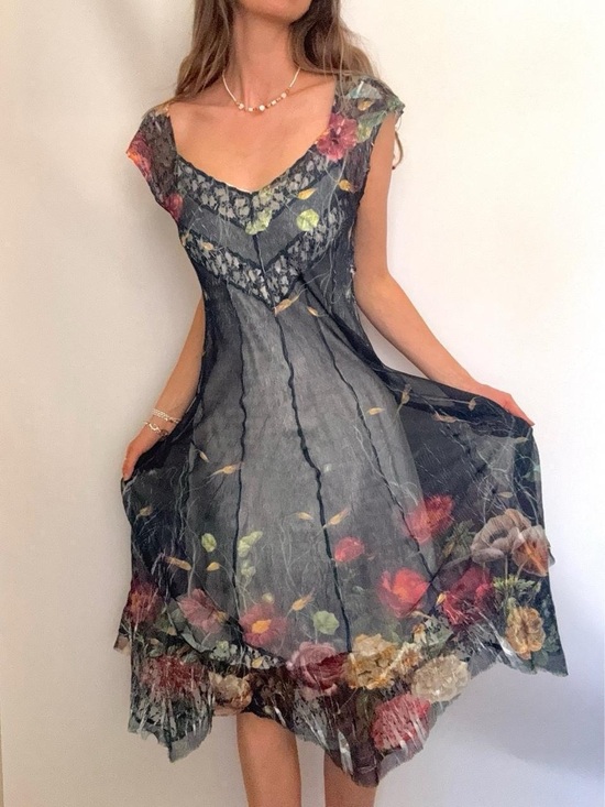 Komarov Dresses & Skirts - Vintage Komarov Assymetrical Fairy Midi Dress